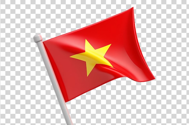 PSD 3d flaga narodowa wietnamu izolowana na przezroczystym tle