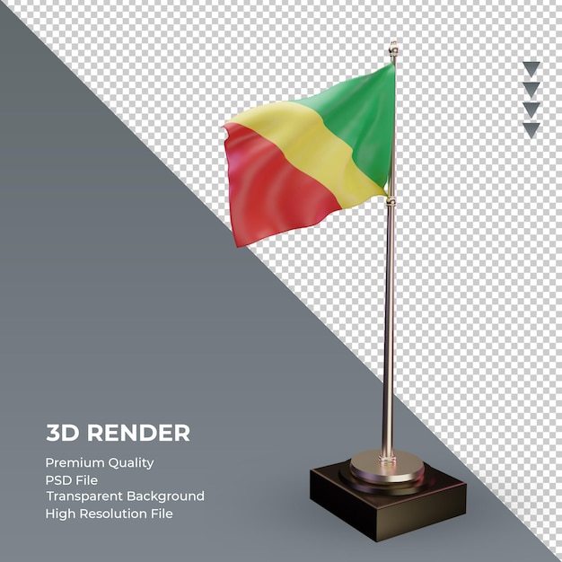 PSD 3d flaga republiki konga renderowania lewy widok