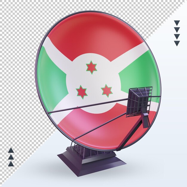 PSD 3d flaga satelity burundi renderująca widok z przodu