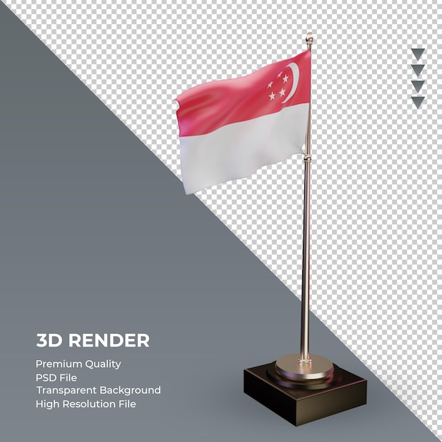 3d Flaga Singapuru Renderujący Widok Z Lewej Strony