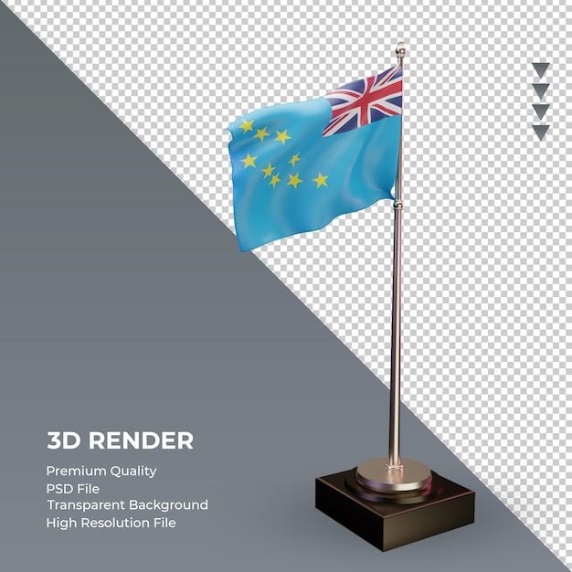 3d Flaga Tuvalu Renderująca Widok Z Lewej Strony