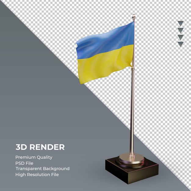 3d Flaga Ukrainy Renderuje Widok Z Lewej Strony