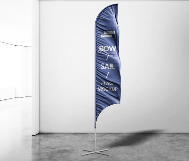 3D Flages Feather Bow Sail Flag Mockup