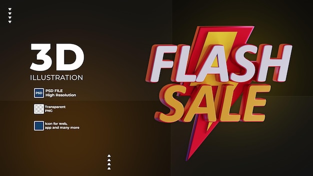 PSD testo di vendita grande flash 3d