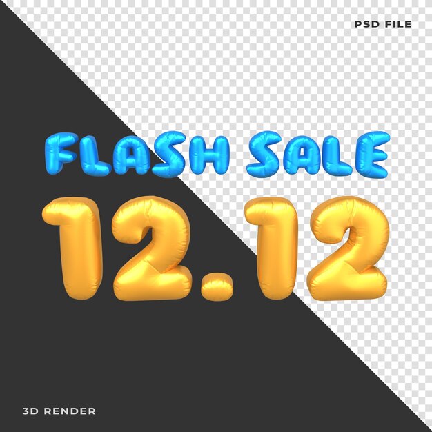 3D Flash Sale 12.12 Balloon Rendered on transparent background