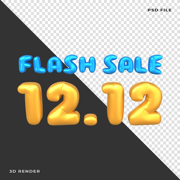 PSD 3d flash sale 12.12 balon renderowany na przezroczystym tle