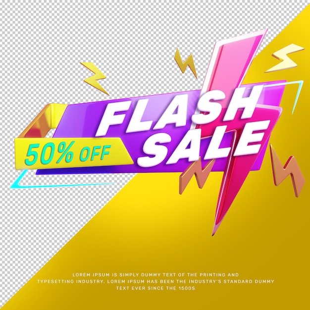 Banner di promozione del titolo di sconto vendita flash 3d