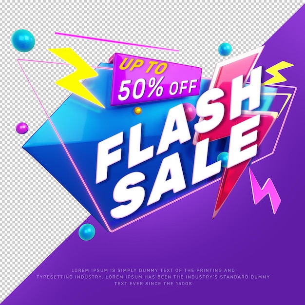 Banner di promozione del titolo di sconto vendita flash 3d