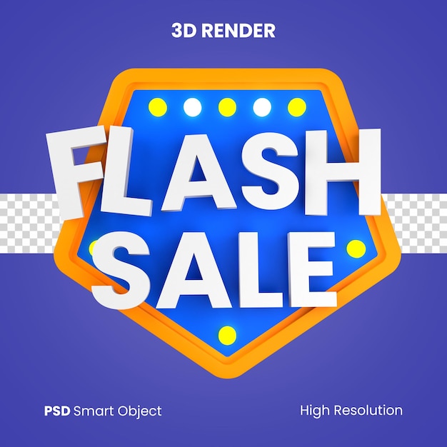 PSD 3d flash sale marketing render isolated