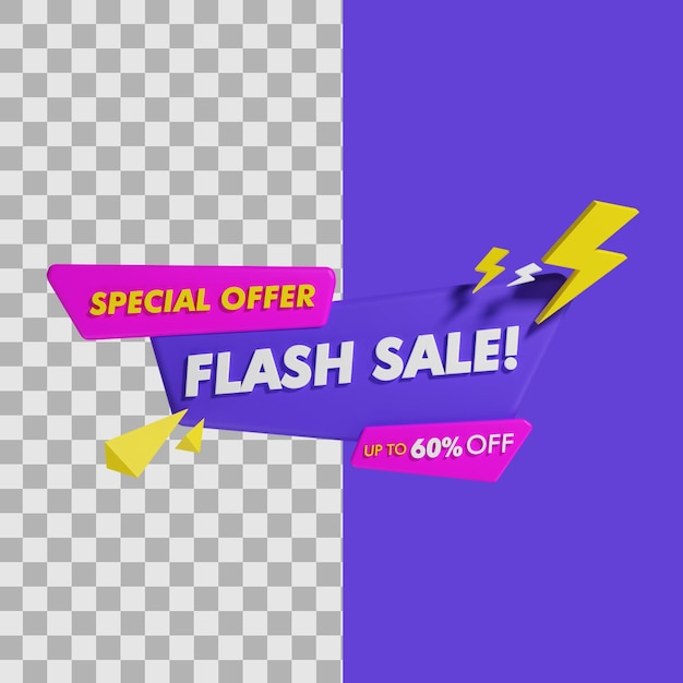 PSD 3d flash sale text with 60 off