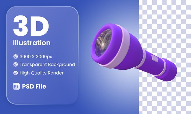 3D Flashlight Illustration from Bottom Side View