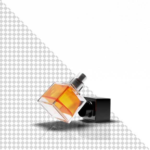 3d-fles parfum ontwerp mockup met transparante achtergrond