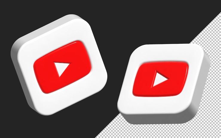 PSD 3d-плавающий блестящий логотип youtube элемент социальных сетей иконки мобильных приложений баннер подключить uiux изолирован