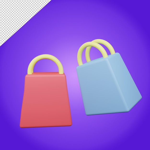 3d floating shopping bag icon