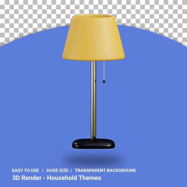 PSD 3d floor lamp illustration with transparent background isolated design