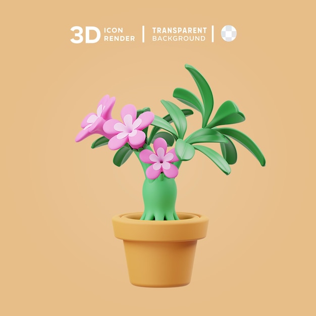 PSD 3d flower adenium illustration