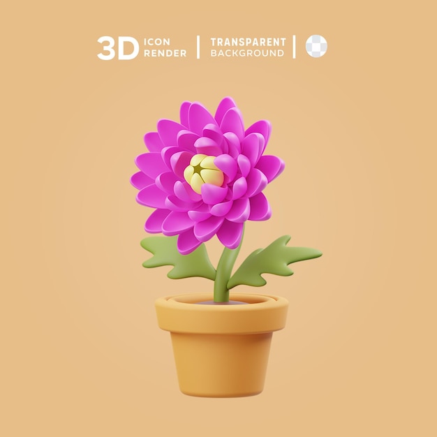 PSD 3dのクリスアンテム花のイラスト