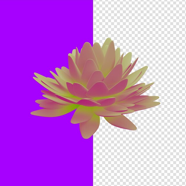 PSD illustrazione del fiore 3d con la decorazione delle foglie succulente