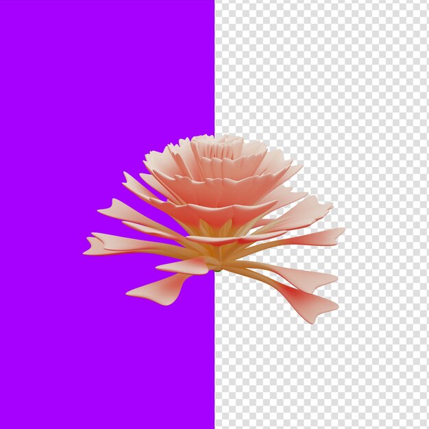 PSD 3d flower illustration with succulent leaves docoration