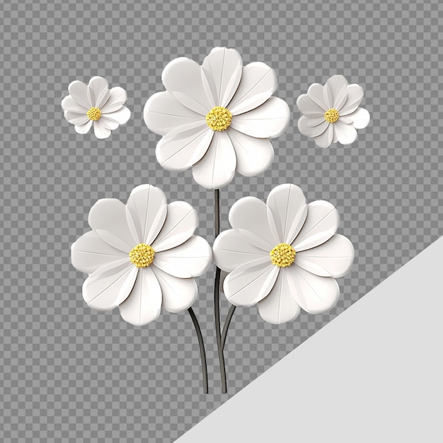 PSD 3d flower png isolated on transparent background