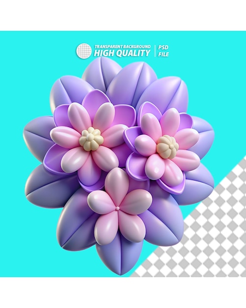 PSD 3d flower transparent background