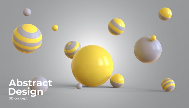 3dの幾何学的形状を持つ今年の色の3d流れる球