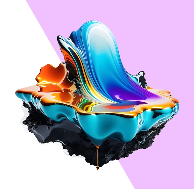 3d fluid chrome abstract object