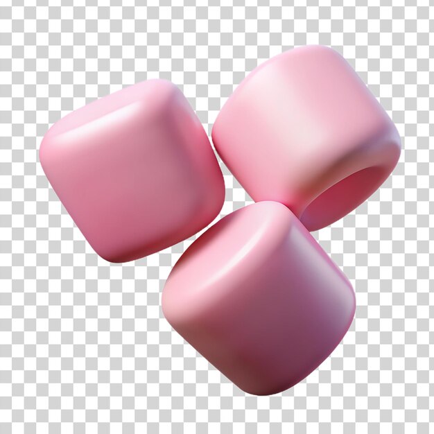 PSD 3d flying pink marshmallows isolated on transparent background