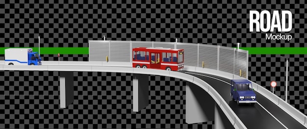 3d flyover autostrada z jakimś pojazdem na nim
