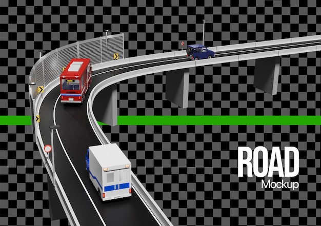 3d flyover autostrada z jakimś pojazdem na nim