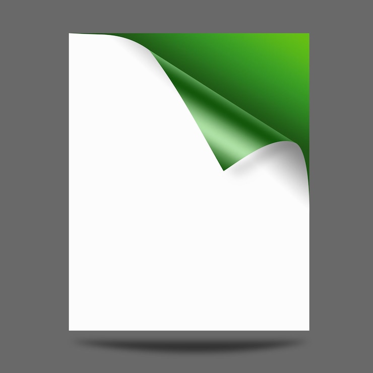 PSD 3d folded corner of a green paper sheet