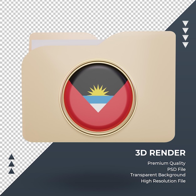 PSD cartella 3d vista frontale del rendering della bandiera di antigua e barbuda