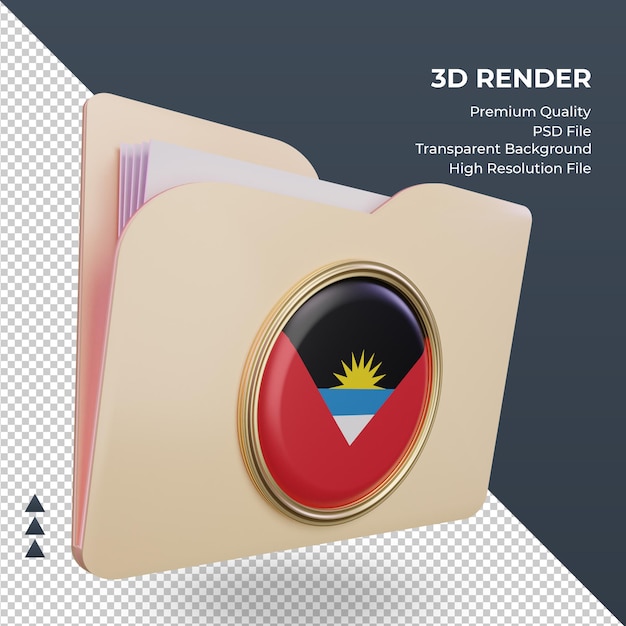 3d folder antigua and barbuda flag rendering left view