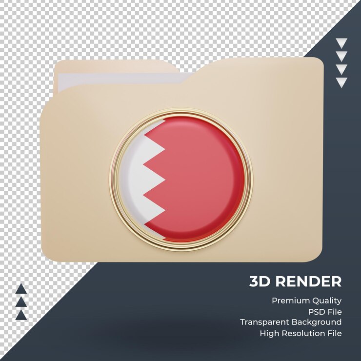 PSD 3d folder bahrain flag rendering front view