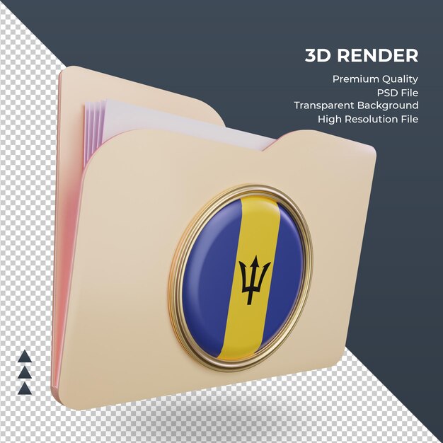 3d folder barbados flag rendering left view