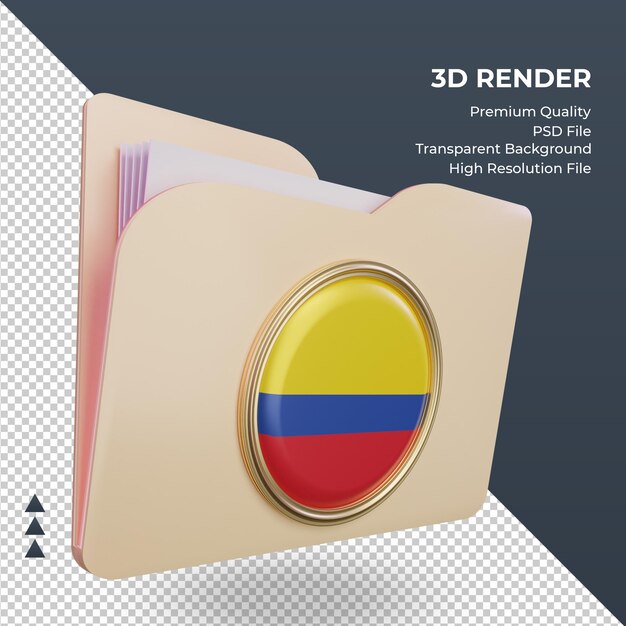 3d folder colombia flag rendering left view