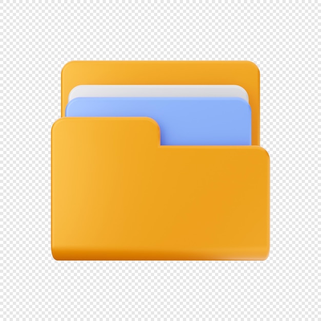 3d folder data file storage icon illustration