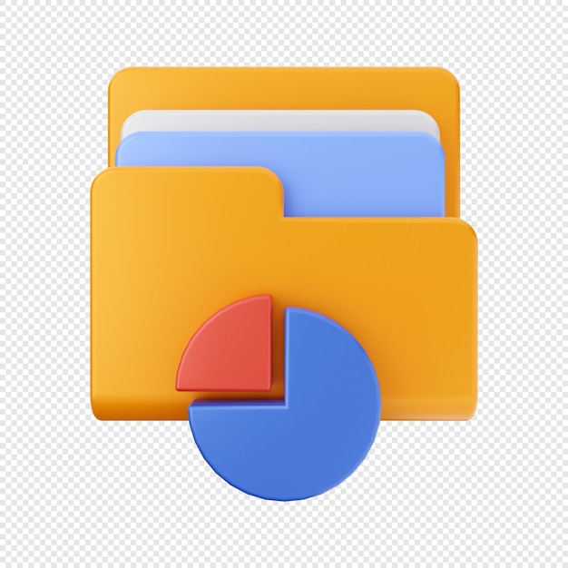 3d folder data file storage icon illustration