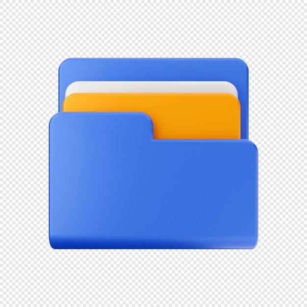 3d folder data file storage icon illustration