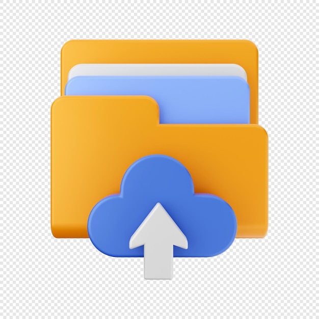 3d folder data file storage icon illustration