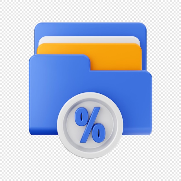 3d folder data file storage icon illustration