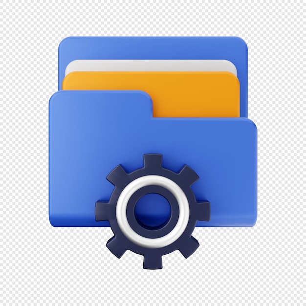 3d folder data file storage icon illustration