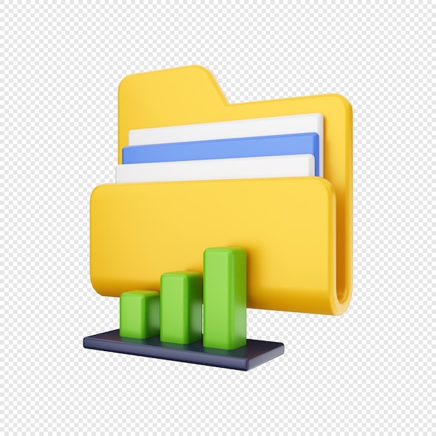 3d folder file chart report illustration