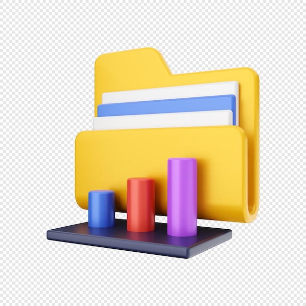 3d folder file chart report illustration