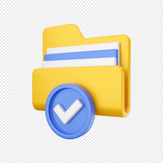 PSD 3d folder file check verify illustration