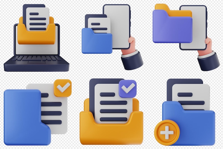PSD 3d folder file document icon set bundle