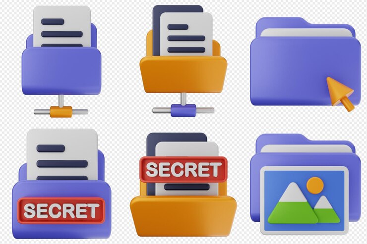 PSD 3d folder file document icon set bundle