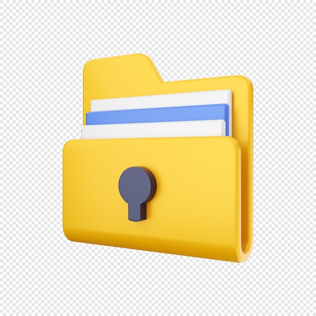 3d folder file locked illustration