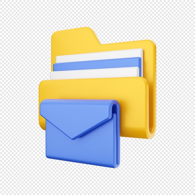 3d folder file message mail illustration