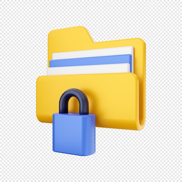 3d folder file with padlock illustration